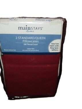 Mainstays 200 Thread Count Pillowcase Set, Std/Queen, Winston Autumn Red 2pc